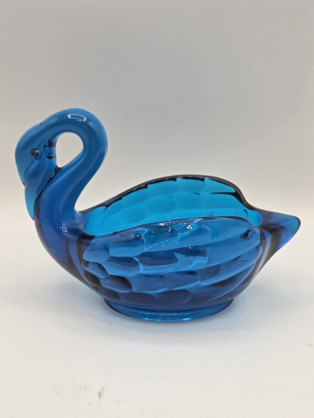 Vintage MCM Art Glass Blue Swan